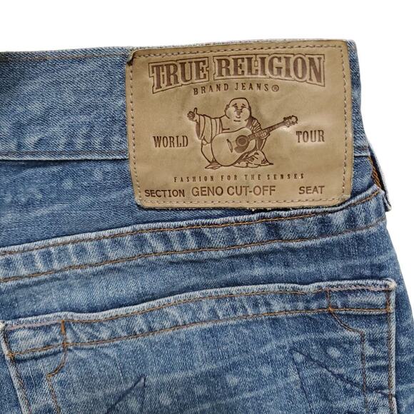 Rare Vintage Y2K True Religion Geno Cut-Off Jean Shorts Jorts 36 Made in USA - Picture 5 of 14